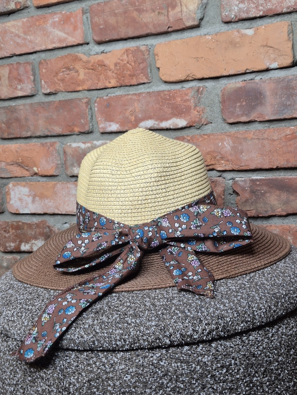 Royal Road Trading Co Straw Hat Floral Bow Wide Brim Summer Cottagecore - Picture 2 of 5